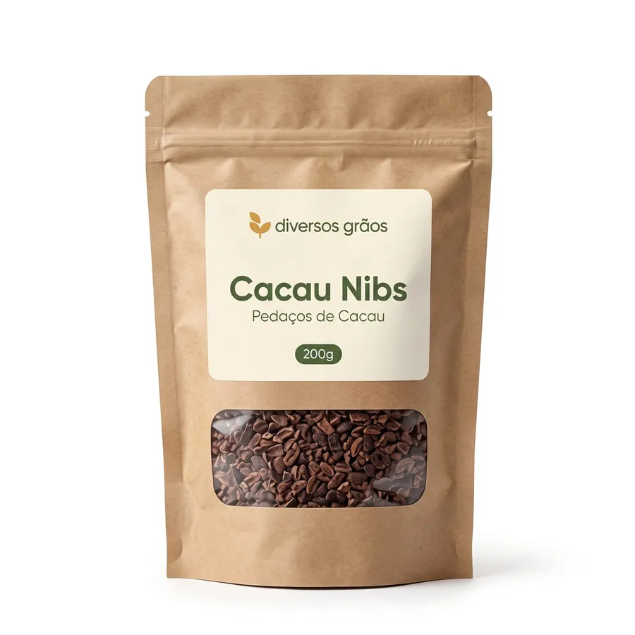 Cacau Nibs 100g, 250g e 500g (pouch kraft)