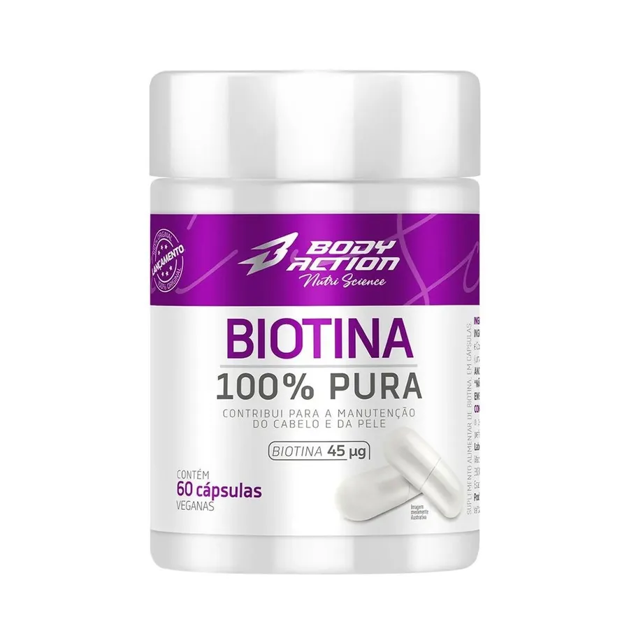 Body Action Biotina 100% Pura - 60 Cápsulas