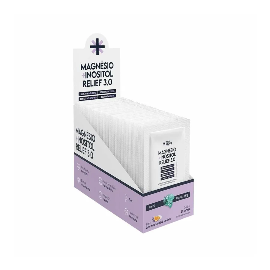 True Source True Magnésio + Inositol Relief 3.0 - 30 Sachês Camomila, Laranja e Lavanda 8g