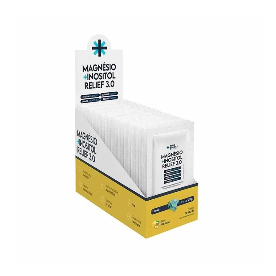 True Source True Magnésio + Inositol Relief 3.0 - 30 Sachês Maracujá 7g