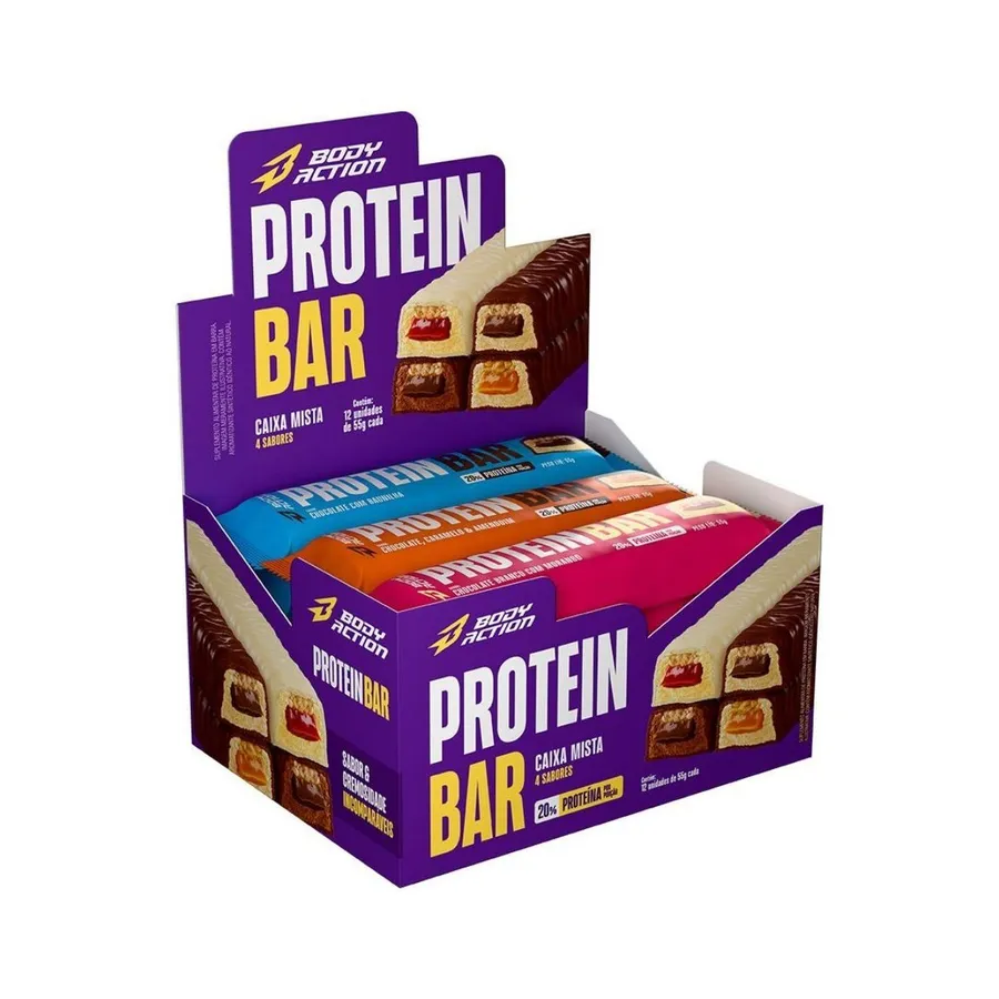 Bodyaction Protein Bar - 12 Unidades de Mista 55g