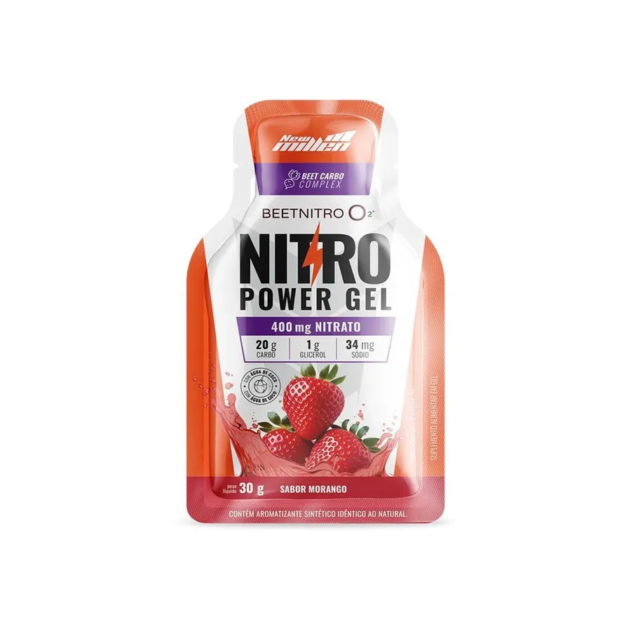 New Millen Nitro Power Gel - 1 Sachê Morango