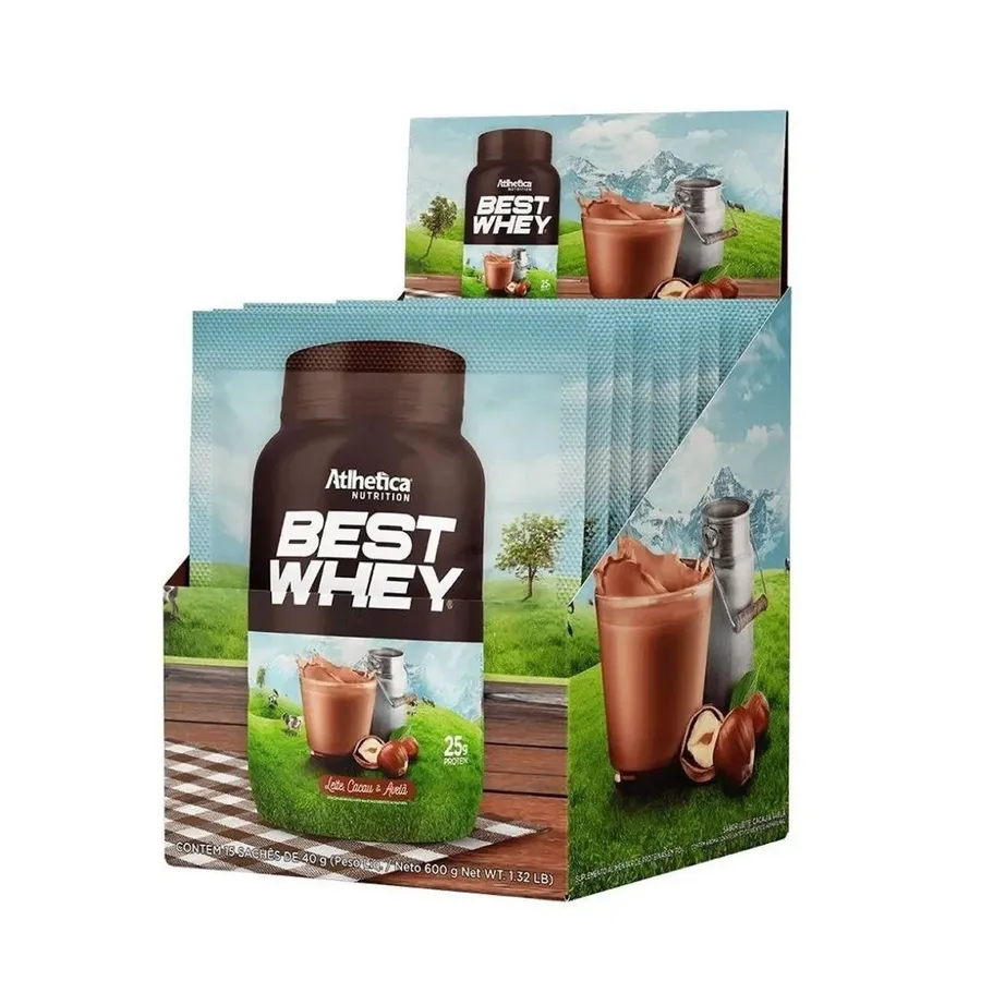 Atlhetica Nutrition Best Whey - 15 Sachês Leite, Cacau e Avelã 40g