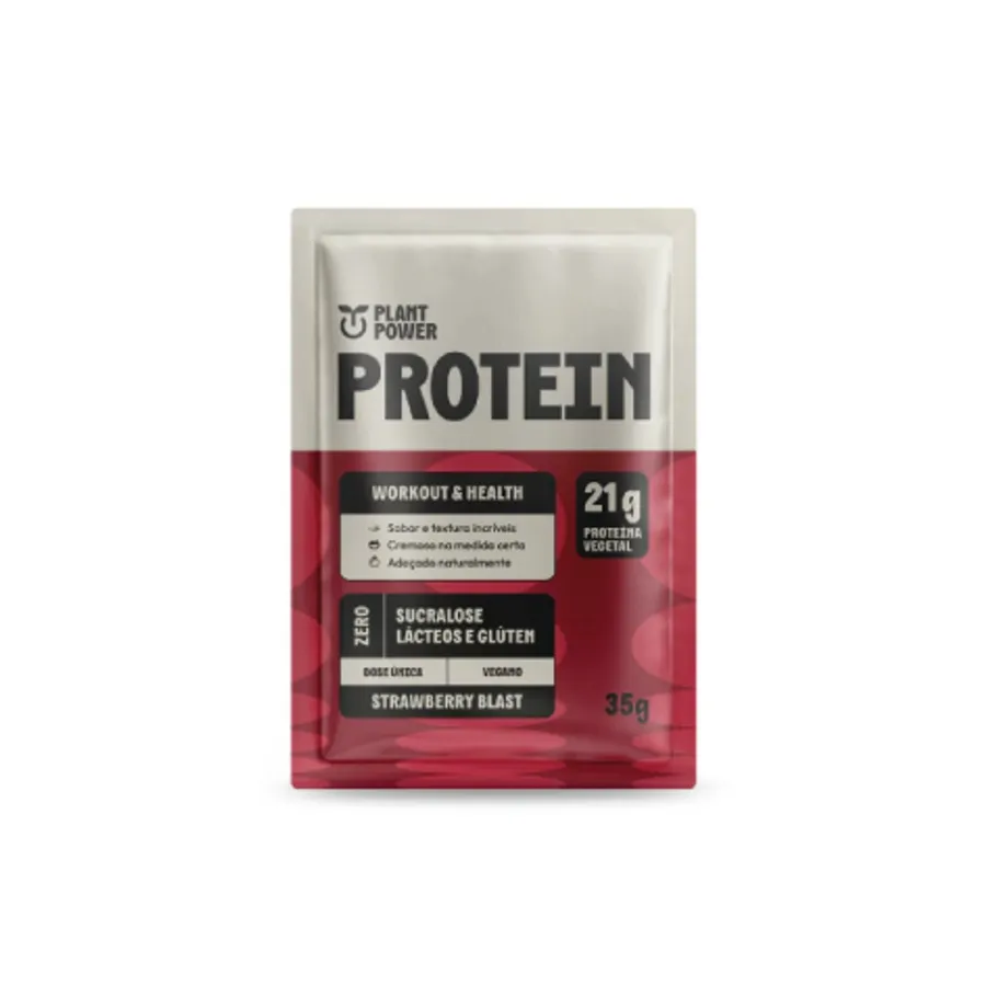 Positive Company Protein Strawberry Blast Sachê (10 unidades) - Plant Power 35g