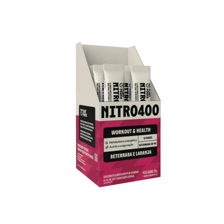 Positive Company Nitro400 Beterraba e Laranja Sachê (14 unidades) - Plant Power 9g