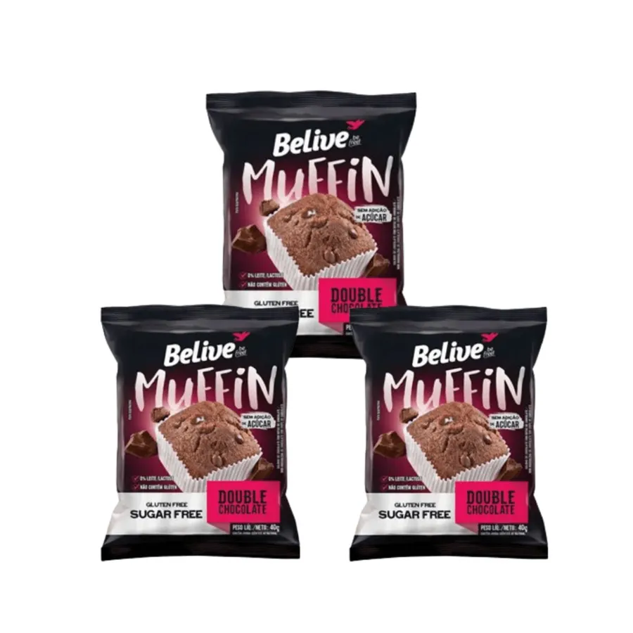 Muffin Double Chocolate Belive 3un 40g