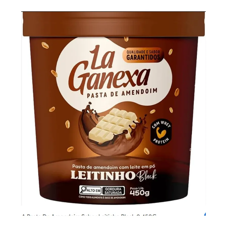 La Ganexa Pasta de Amendoim Leitinho Black- com Whey Protein 450g