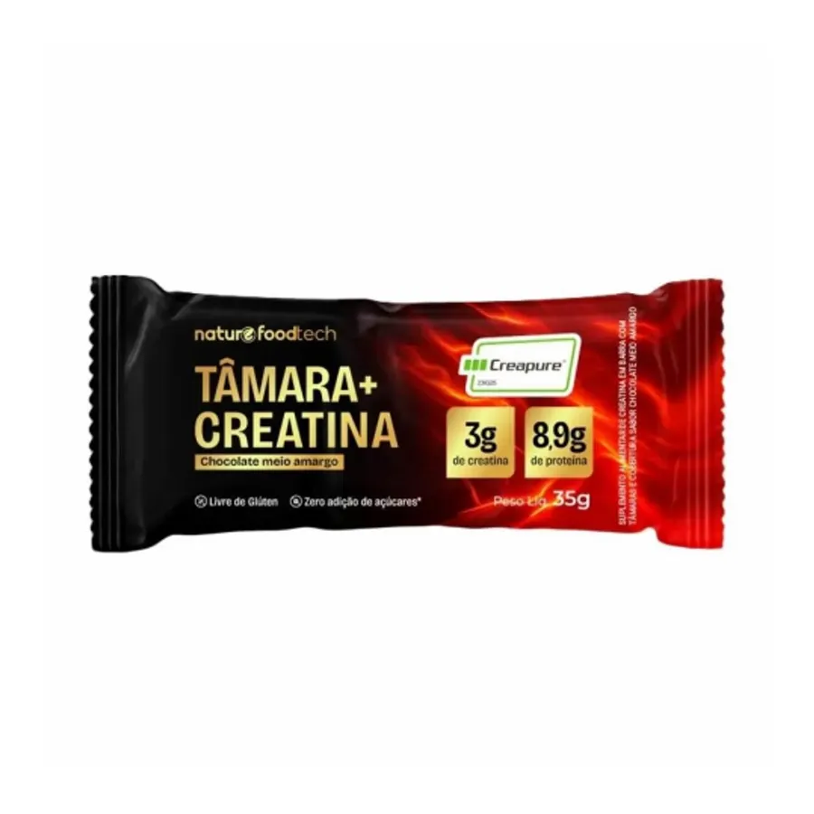 Barra de Tâmara com Creatina Cobertura de Chocolate Meio Amargo - Nature Foodtech 35g