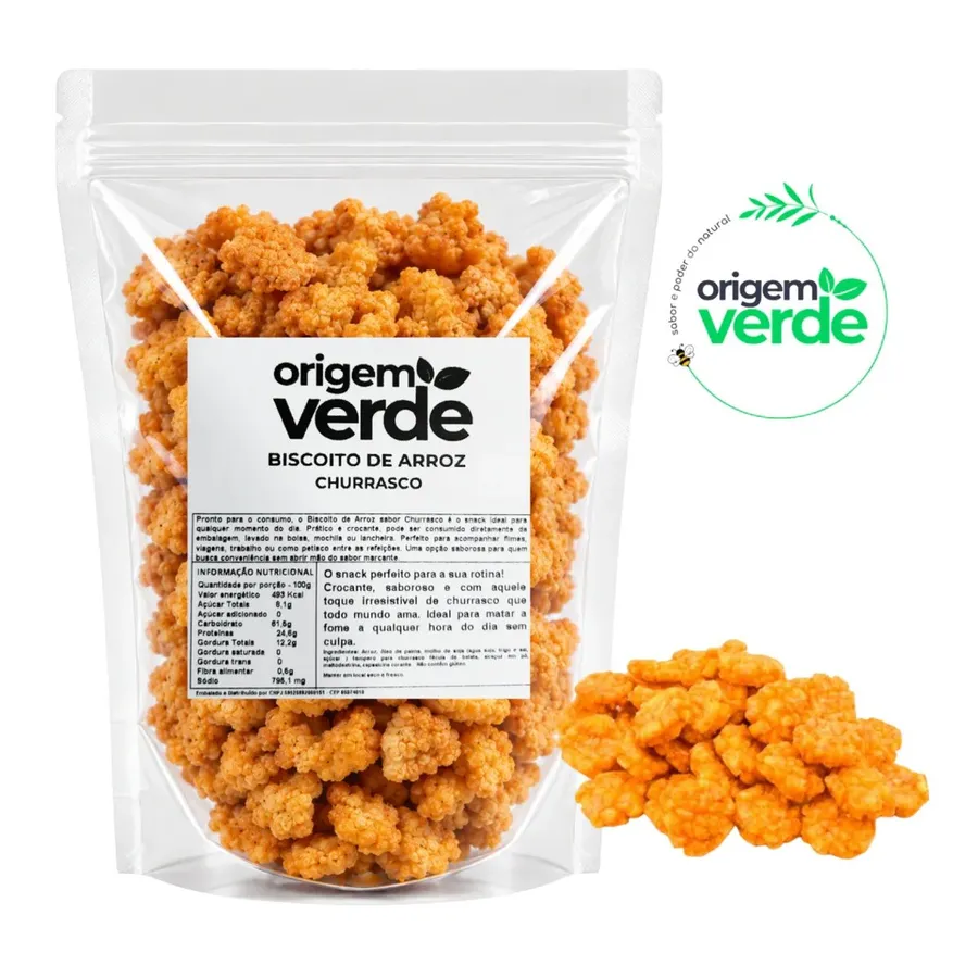 Origem Verde Biscoito de Arroz Barbecue Crocante