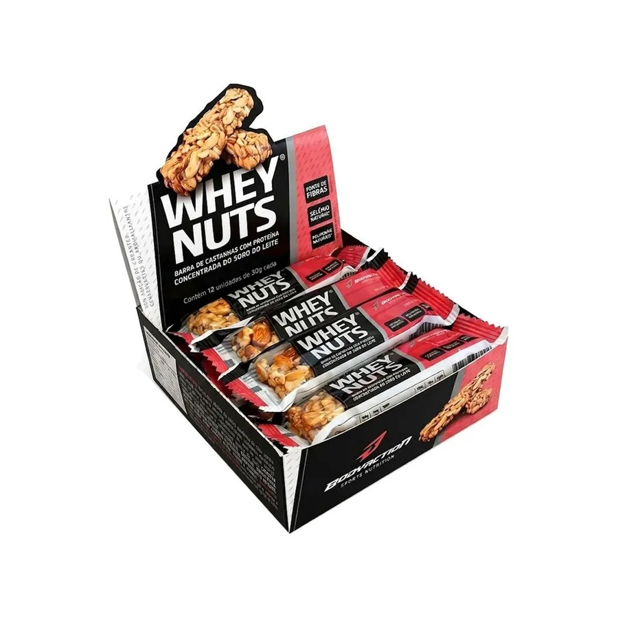BodyAction Barra de Castanhas Whey Nuts - 12 Unidades 30g