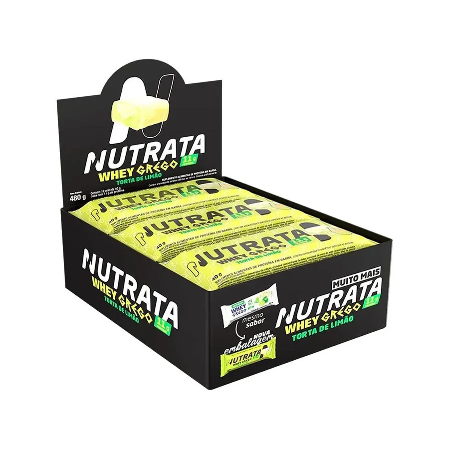Nutrata Barra Whey Grego Bar - 12 Unidades de Torta de Limão 40g