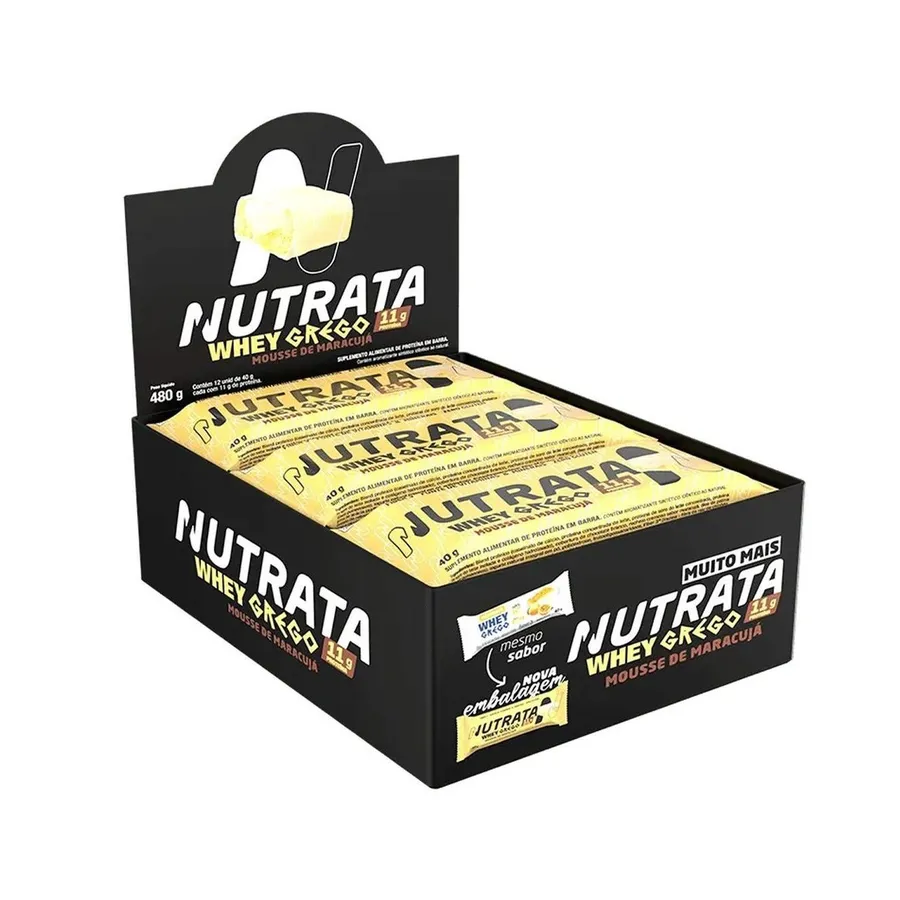 Nutrata Barra Whey Grego Bar - 12 Unidades de Mouse de Maracujá 40g