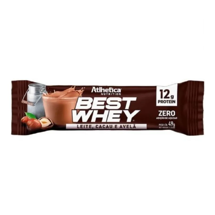 Atlhetica Nutrition Barra Proteica Best Whey - 12 Barras Leite, Cacau e Avelã 49g — foto 2