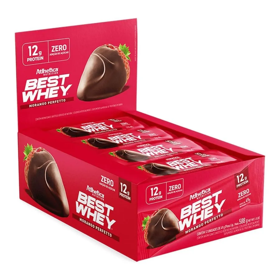 Atlhetica Nutrition Barra Proteica Best Whey - 12 Barras Morango Perfetto 49g