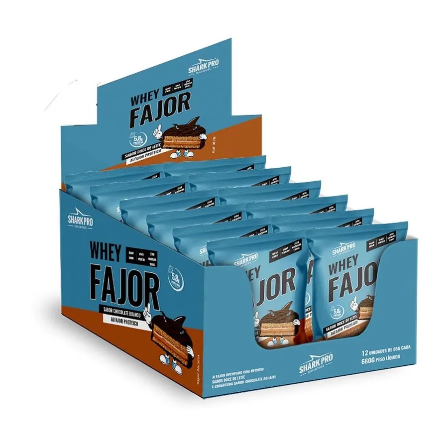 Shark Pro Alfajor WheyFajor - 12 Unidades Doce de Leite 55g