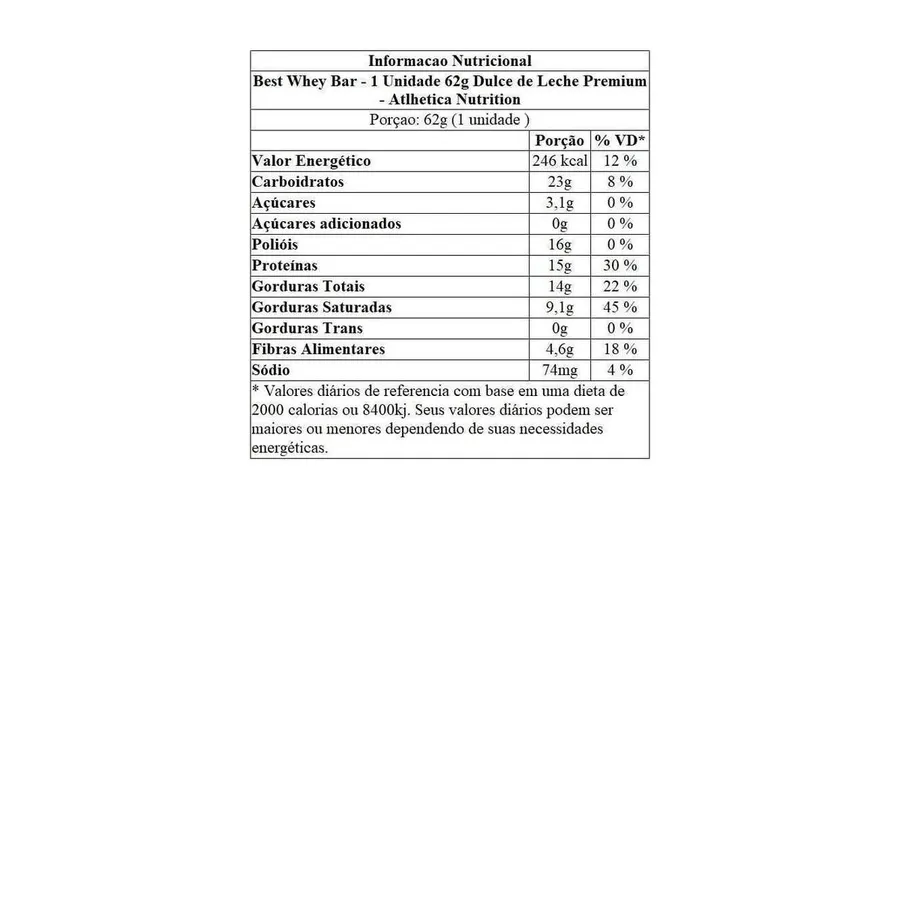 Atlhetica Nutrition Barra Proteica Best Whey - 1 Unidade Dulce de Leche Premium 62g — foto 2