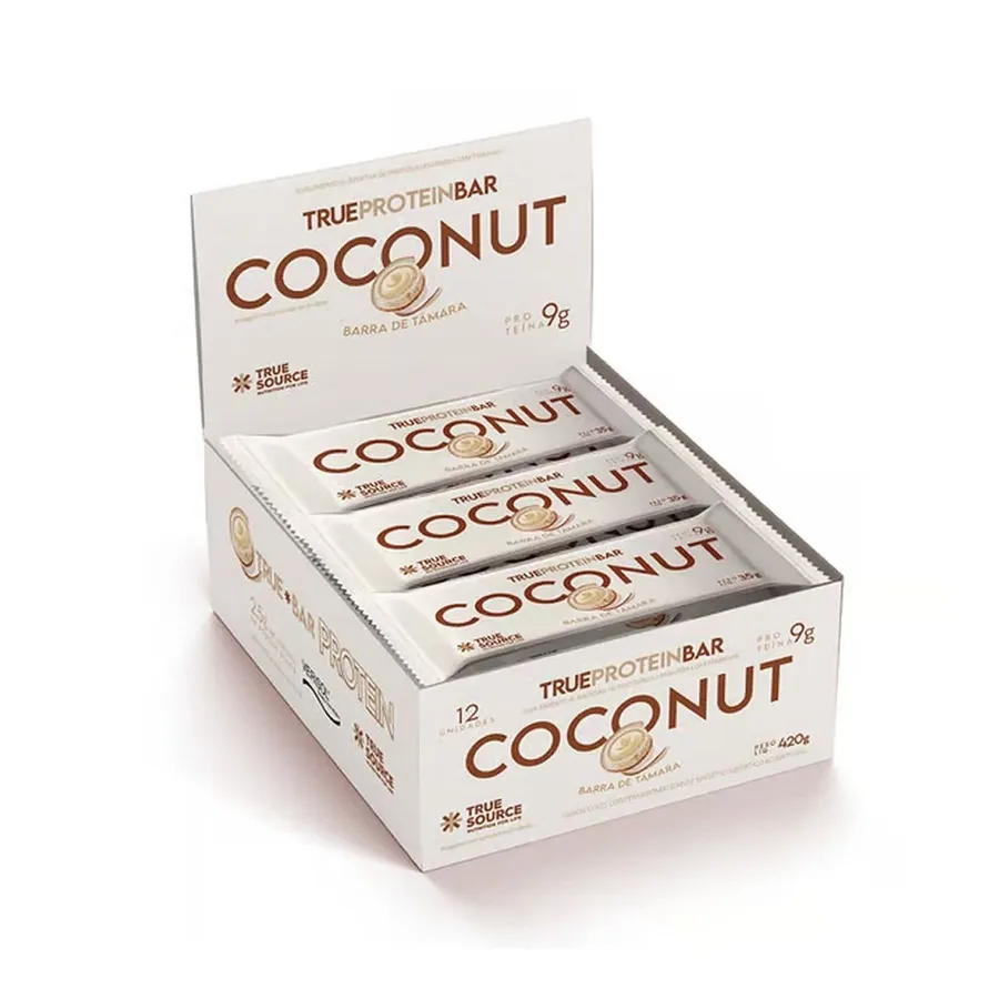 True Source Barrinha de Tâmara True Bar Protein - 12 Unidades de Coconut 35g