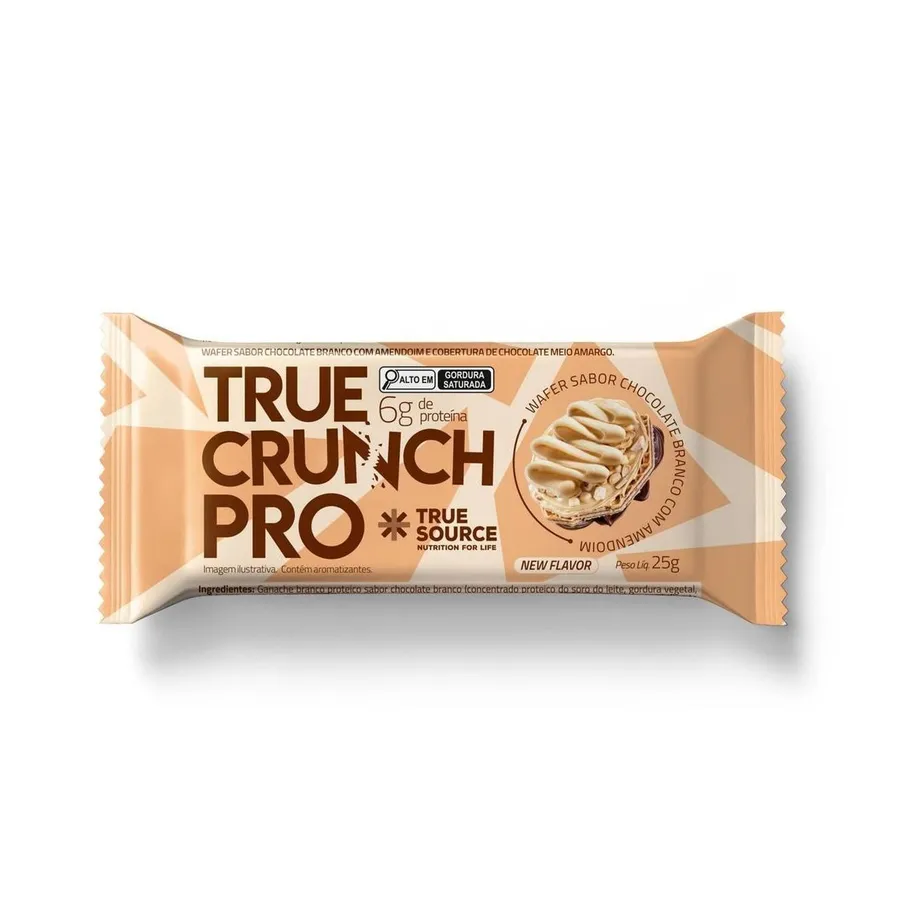 True Source Wafer True Crunch Pro - Caixa com 12 Unidades de Chocolate Branco Com Amendoim 25g — foto 2