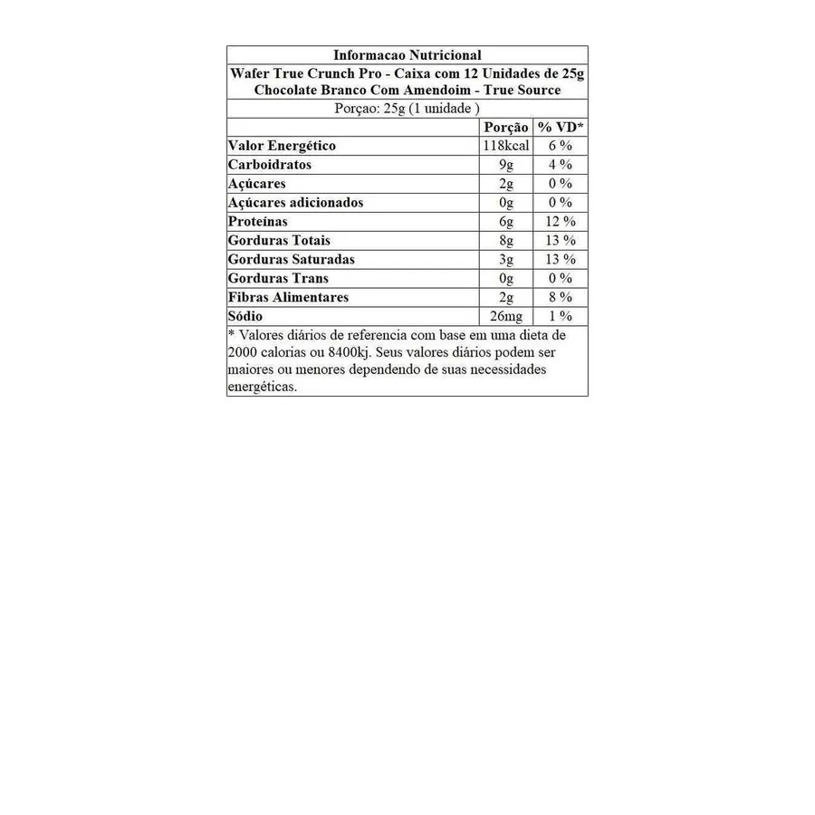 True Source Wafer True Crunch Pro - Caixa com 12 Unidades de Chocolate Branco Com Amendoim 25g — foto 3
