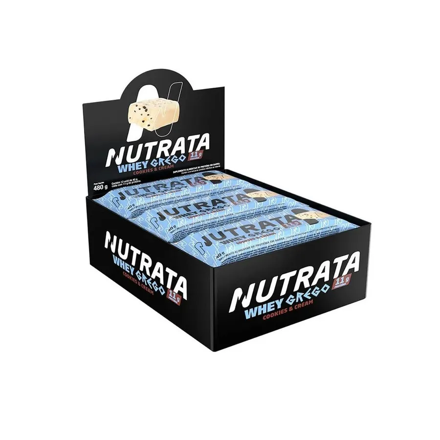 Nutrata Barra Whey Grego Bar - 12 Unidades Cookies and Cream 40g