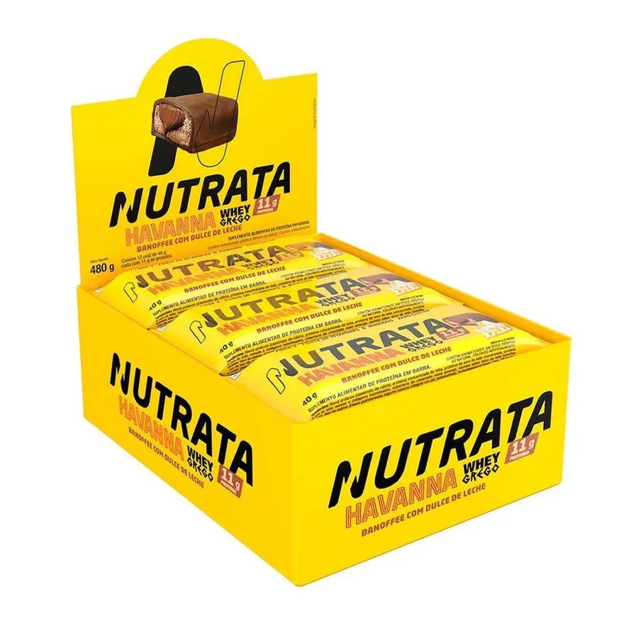 Nutrata Barra Whey Grego Havanna - 12 Unidades Banoffee com Dulce de Leche 40g