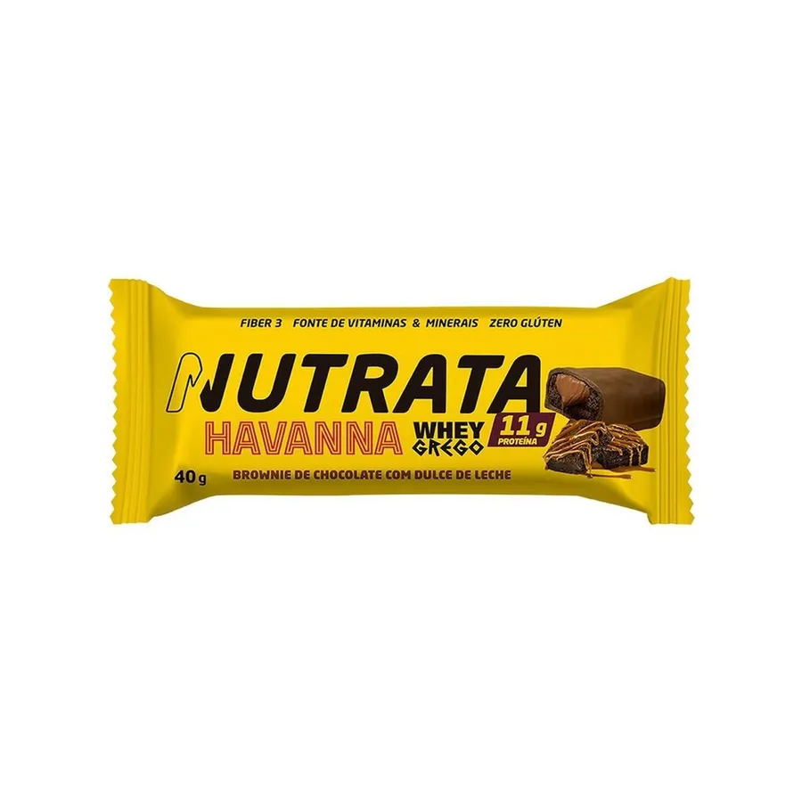 Nutrata Barra Whey Grego Havanna - 1 Unidade Brownie de Chocolate Com Dulce de Leche 40g