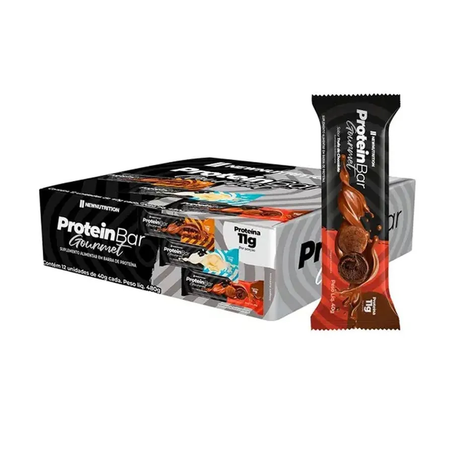 NewNutrition Barra Proteica Gourmet - 12 Unidade de Trufa de Chocolate 40g
