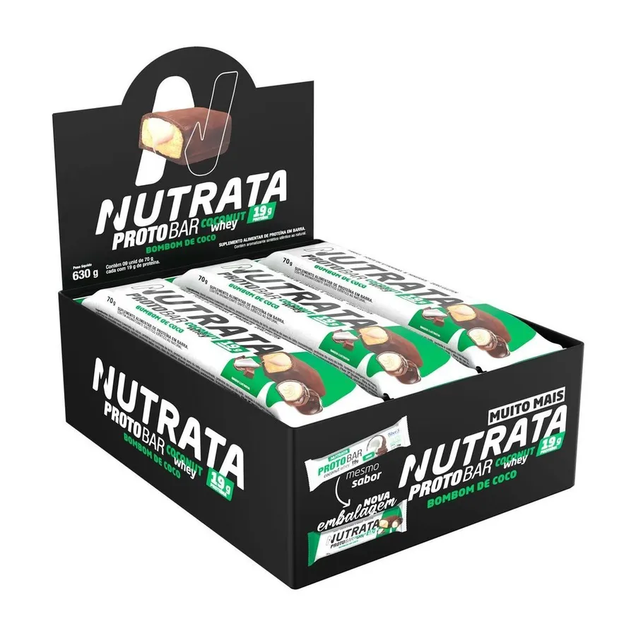 Nutrata Barra Protobar Whey - 9 Unidades Bombom de Coco 70g