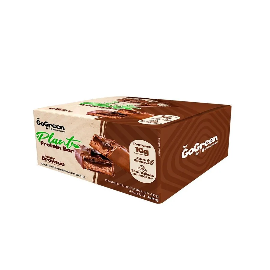 NewNutrition Barra Proteica Plant - 12 Unidades de Brownie 40g