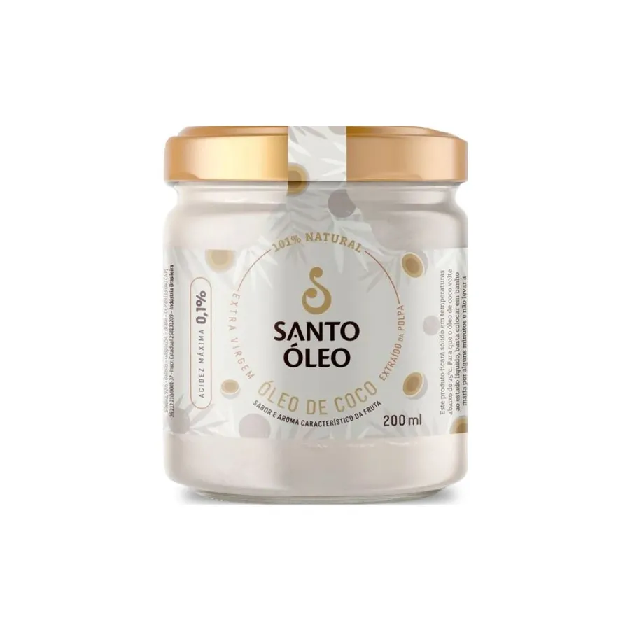 Santo Óleo Óleo de Coco Extravirgem de Polpa (Acidez máx. 0,2%) 200ml