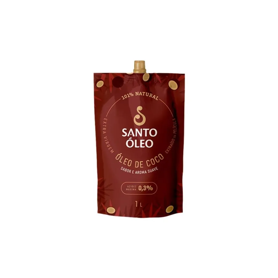 Santo óleo Óleo de Coco Extravirgem da Película Pouch (Acidez máx. 0,3%) 1L