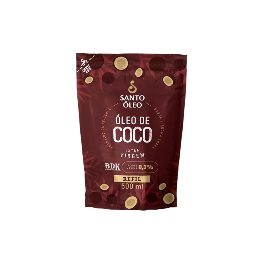 Santo Óleo Óleo de Coco Extra Virgem Refil (Acidez máx. 0,3%) 500ml