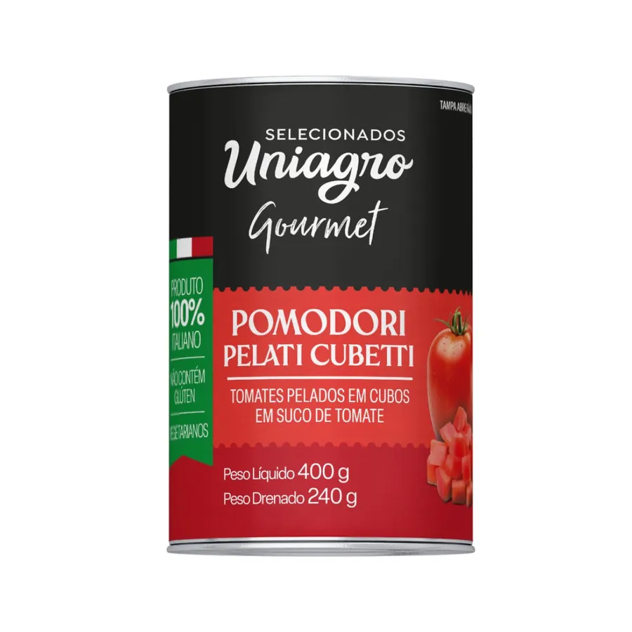 Uniagro Tomate Pelado em Cubos Lt 24 x 400g