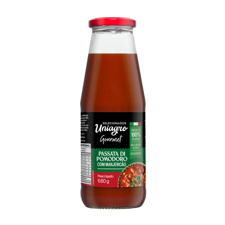 Uniagro Passata de Tomate com Manjericao Vd 12 x 680g
