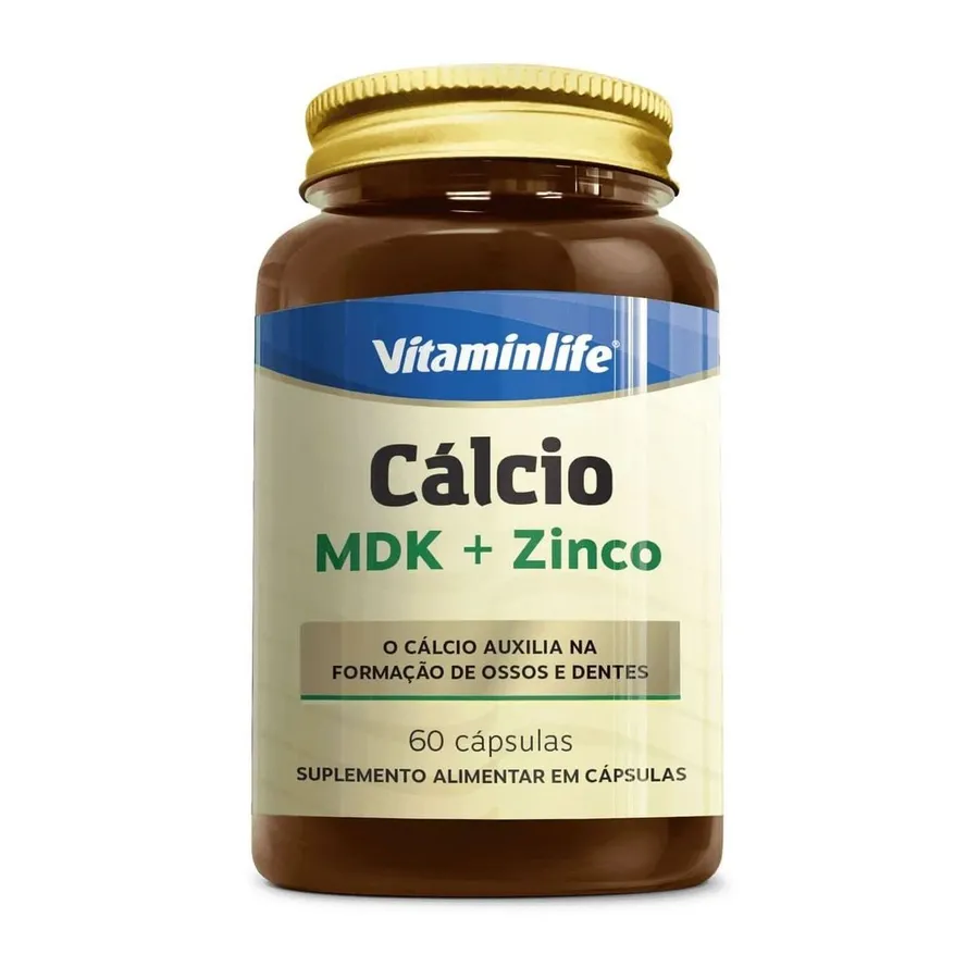 VitaminLife Cálcio MDK + Zinco - 60 Cápsulas