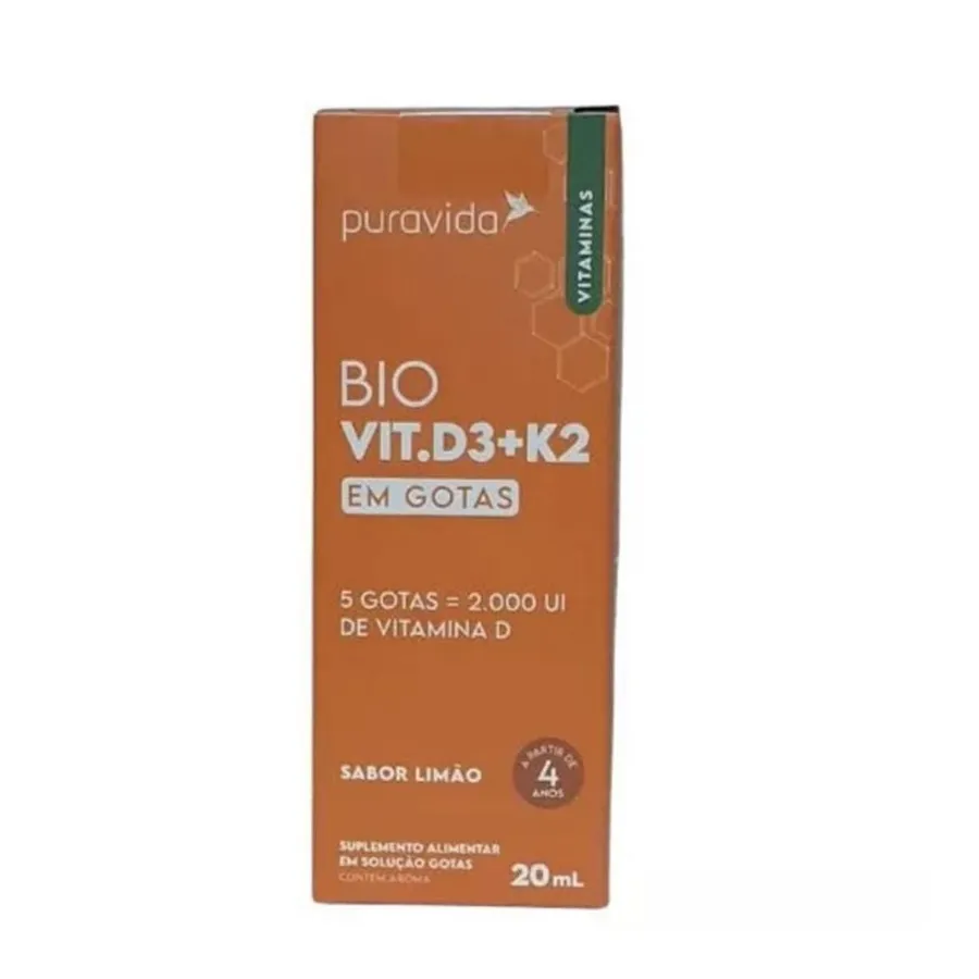 Puravida Vitamina D3 + K2 - Limão 20ml