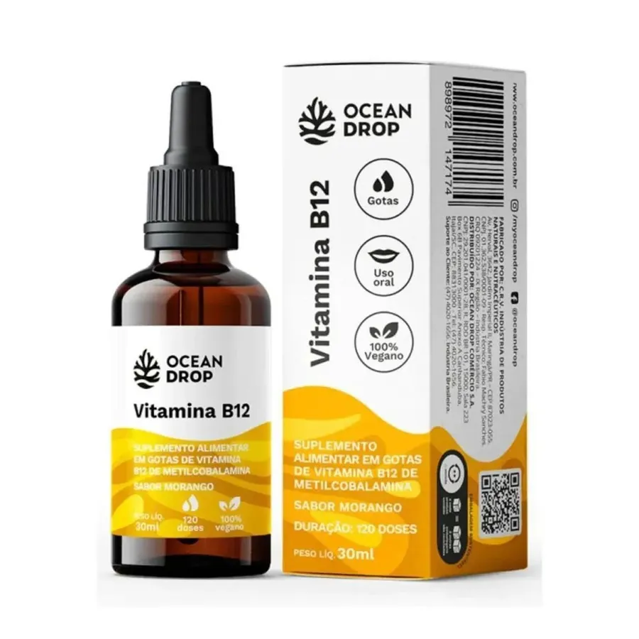 Ocean Drop Vitamina B12 - Morango 30ml