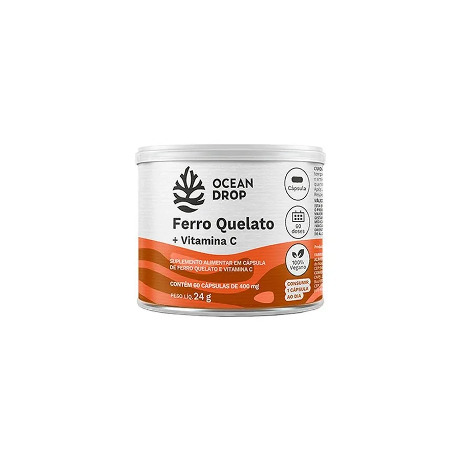 Ocean Drop Ferro Quelato + Vitamina C - 60 Cápsulas 400mg