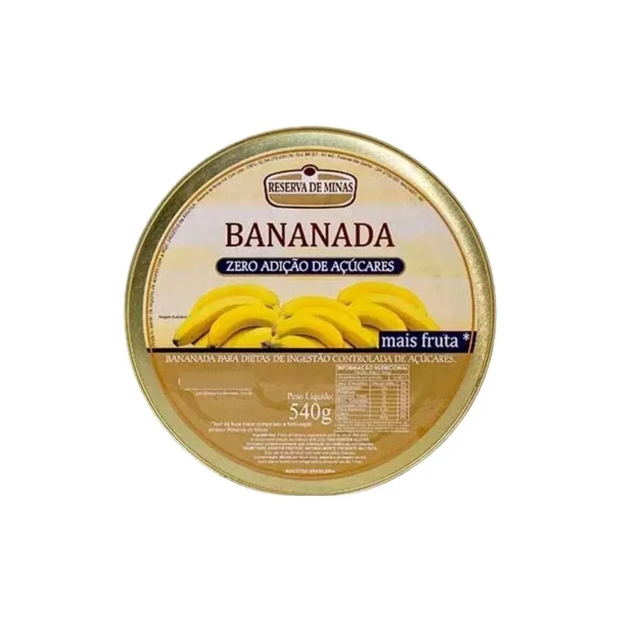 Bananada Natural diet 0 (zero) % açúcar - Reserva de Minas - Lata 540gr