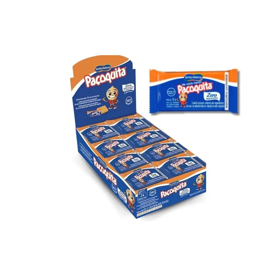 Display de Paçoca Paçoquita Santa Helena Zero Açúcar - 24 Un 432gr