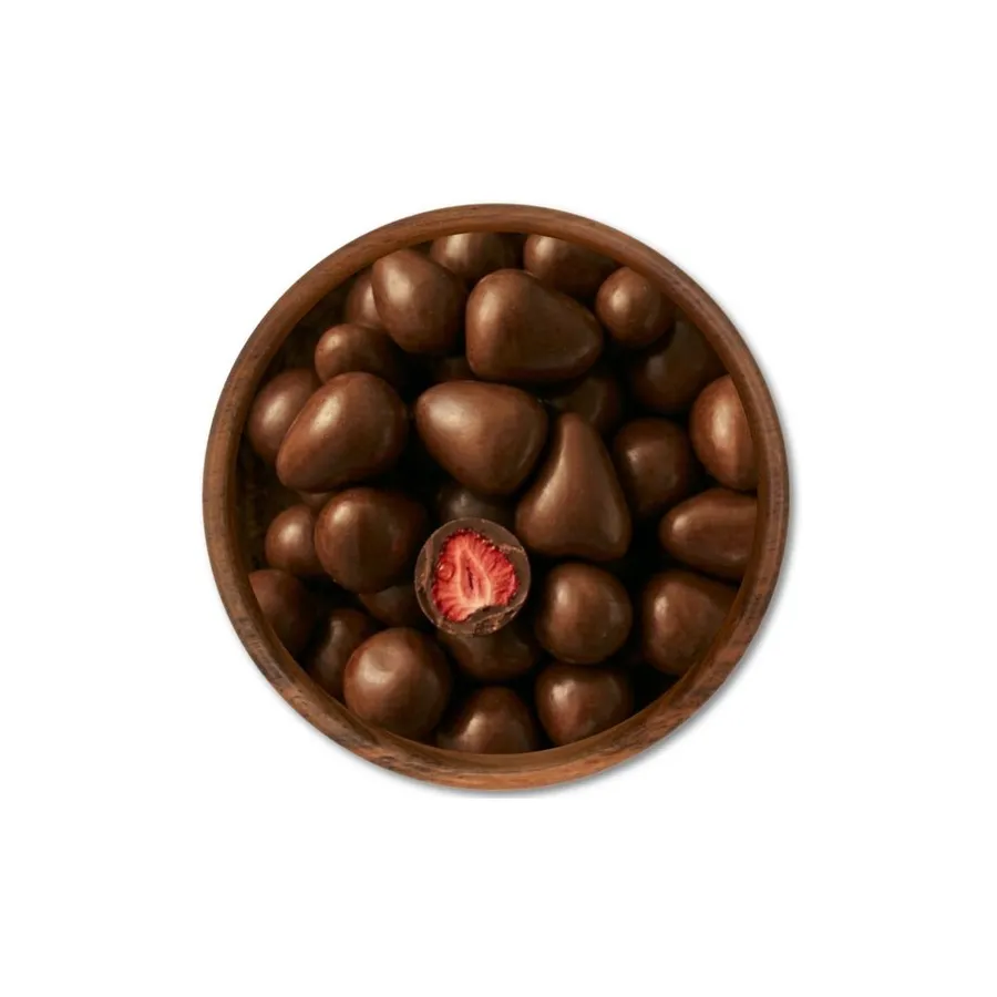 Dragee de Morango Liofilizado com Cobertura de Chocolate ao Leite Zero Açúcar