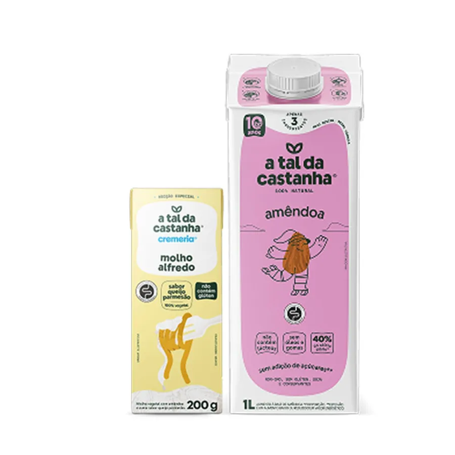 Positive Company Kit Amêndoas (12uni) + Molho Alfredo (3uni) - A Tal Da Castanha 1L