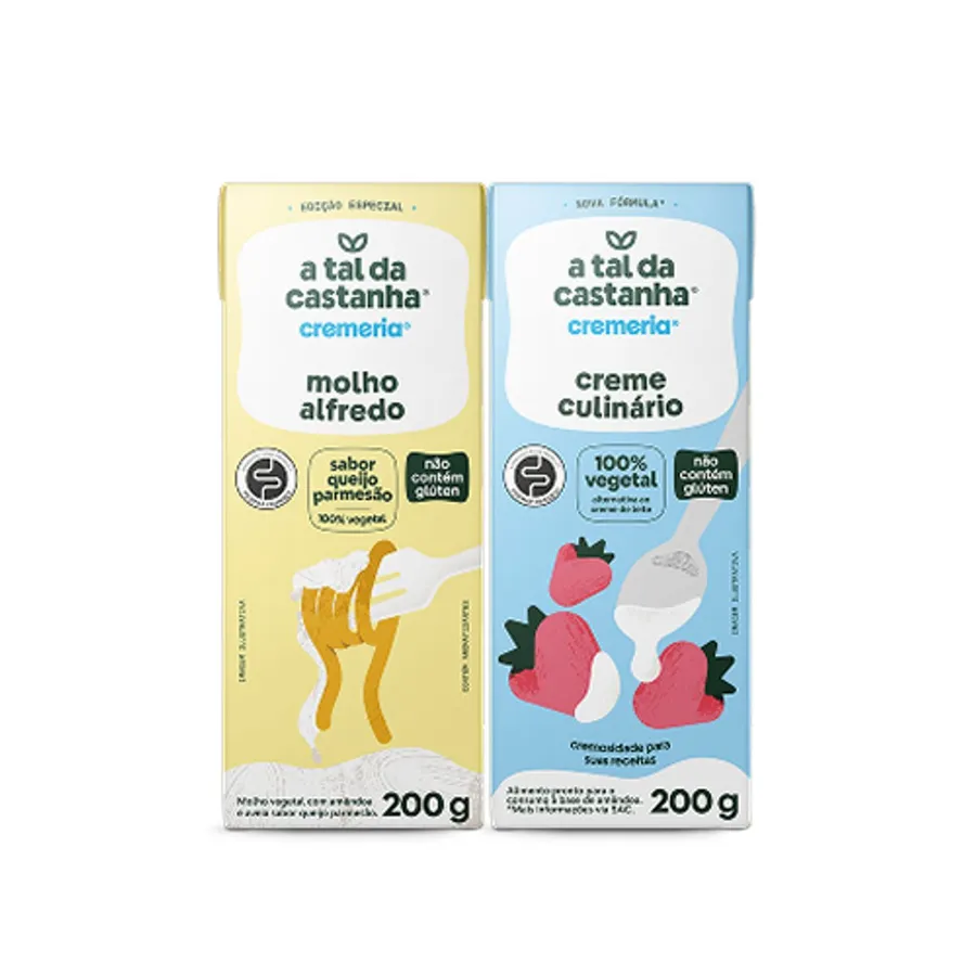 Positive Company Kit Creme Culinário Vegetal (6uni) + Molho Alfredo (6uni) - A Tal Da Castanha