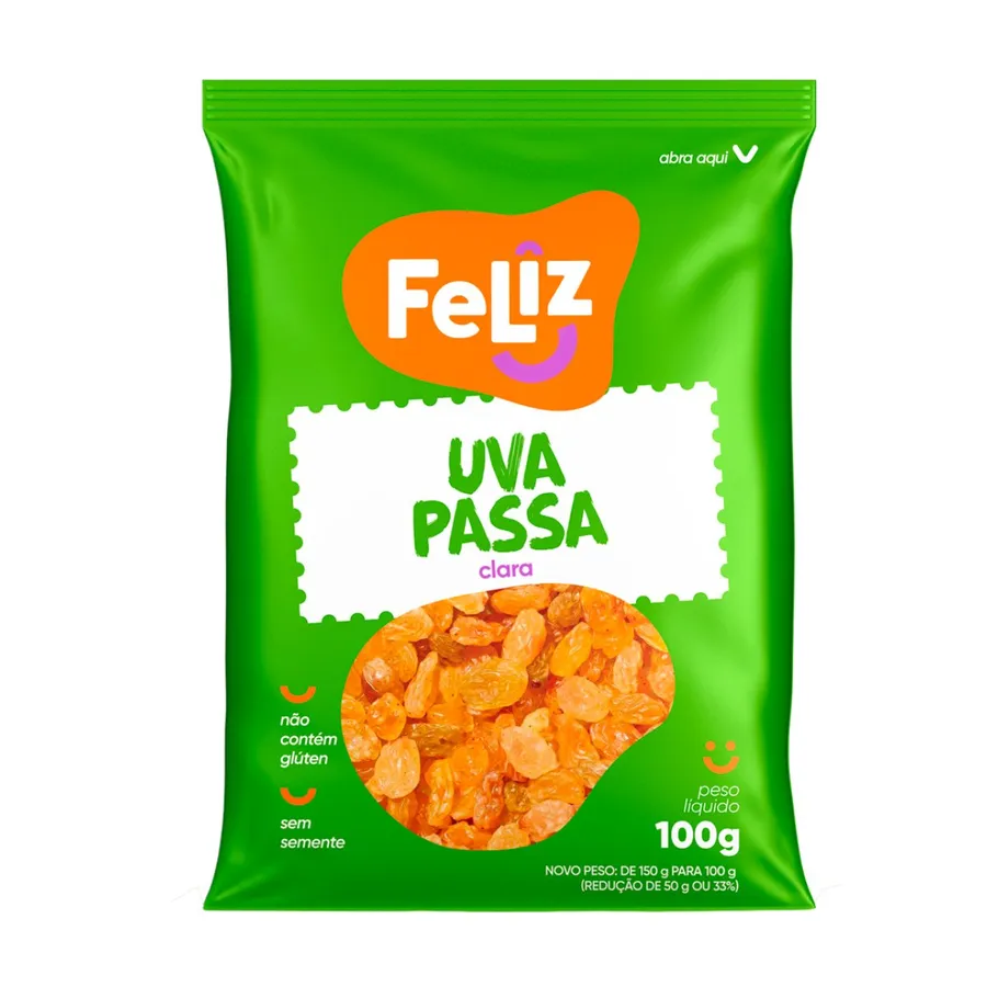 Uniagro Passas de UVA Clara Sc 18 x Feliz 100g