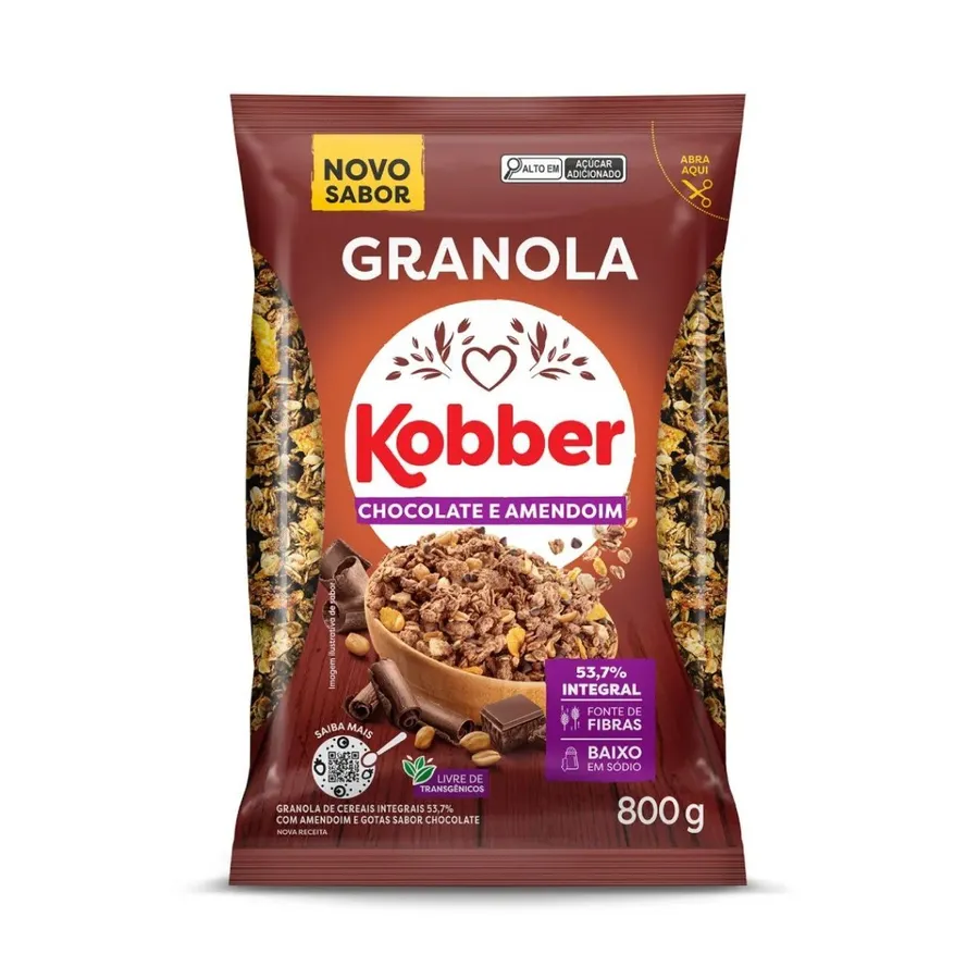 Kobber Granola Chocolate e Amendoim 800g
