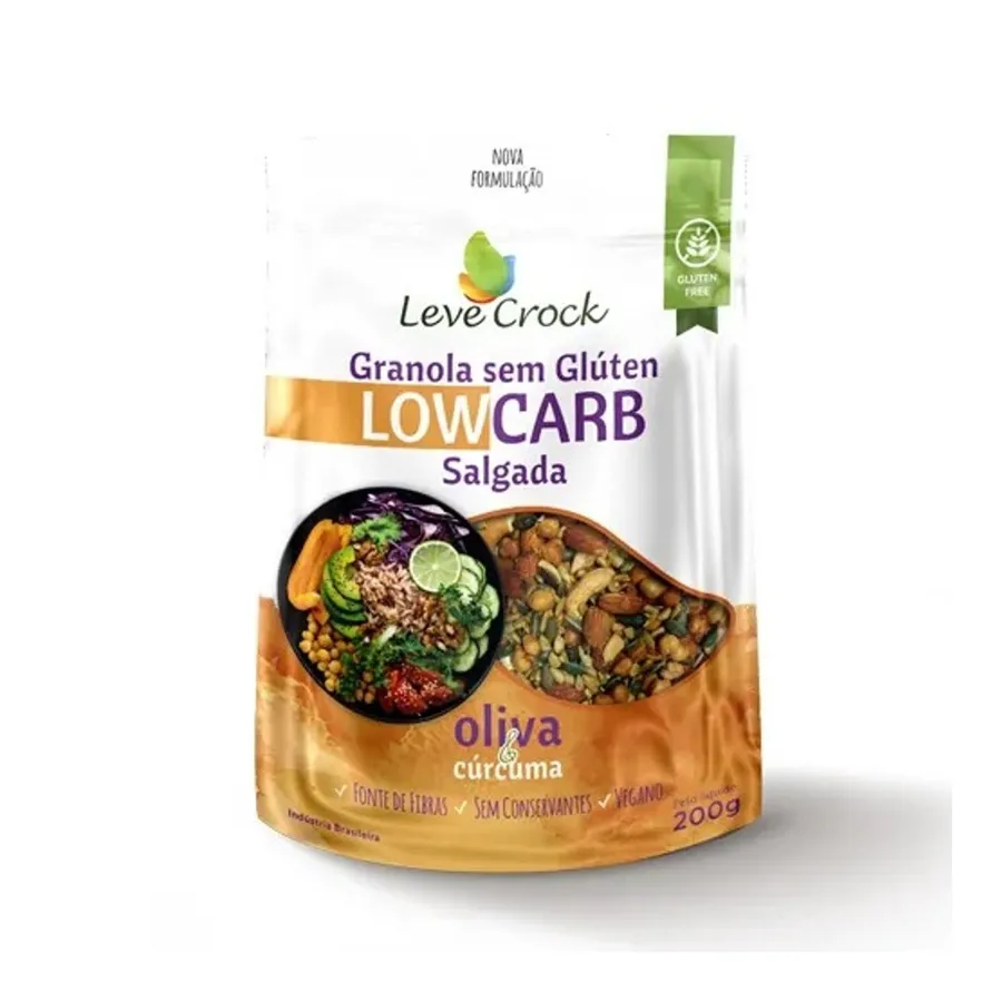 Granola Lowcarb Salgada Oliva/curcuma Leve Crock 200g