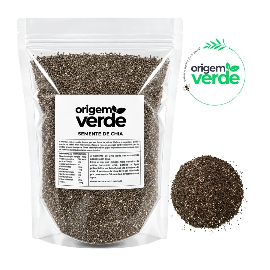 Origem Verde Semente De Chia Safra Nova - Produto Excelente Premium