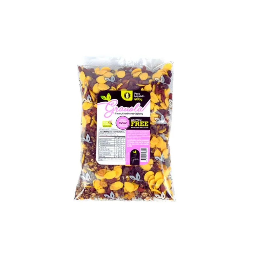 Terra dos Grãos Granola sem Glúten Cacau, Cranberry e Goji Berry 400g