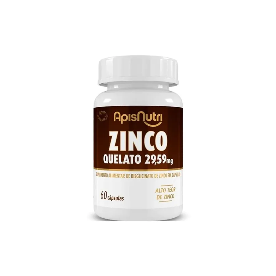 Apisnutri Cápsulas Suplemento Mineral De Zinco Quelato 60 Caps 29,59Mg