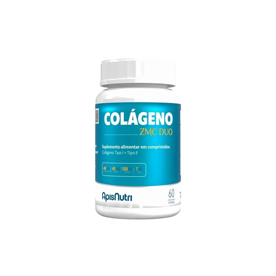 Apisnutri Colágeno ZMC (Zinco + Magnésio + Vit. C) Duo Tipo 1 +Tipo 2 60 Compr 1270Mg